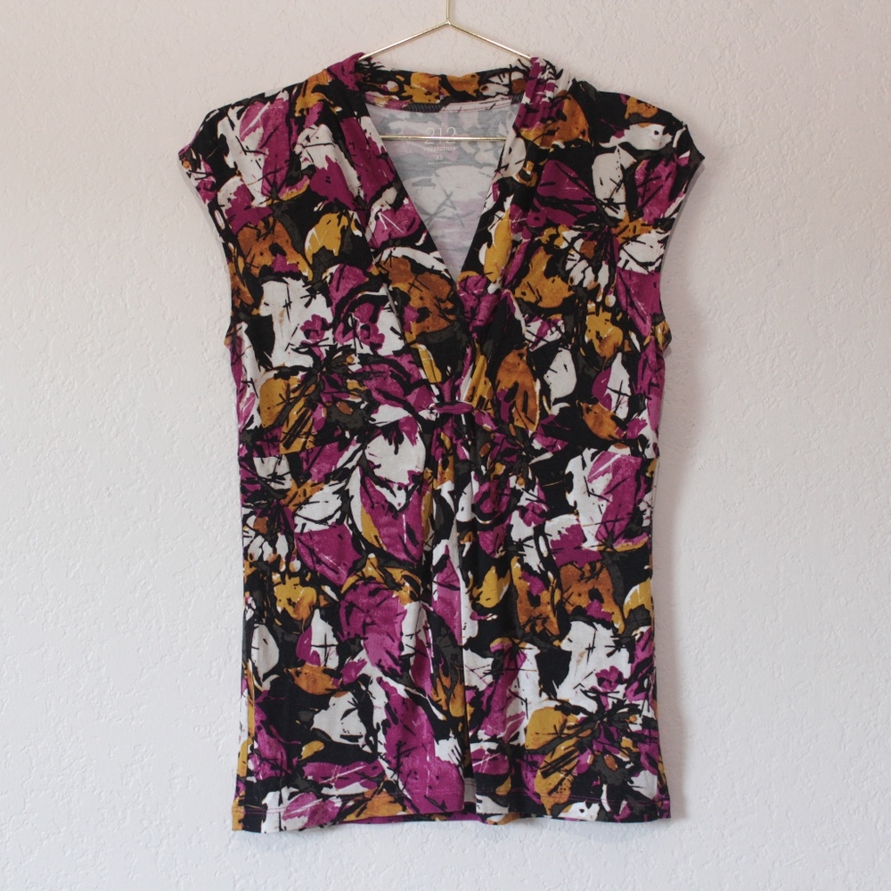 212 Collection Short Sleeve V-Neck Blouse